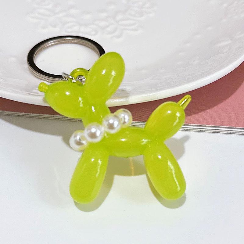 Translucent Candy Pearl Balloon Dog Keychain Pendant