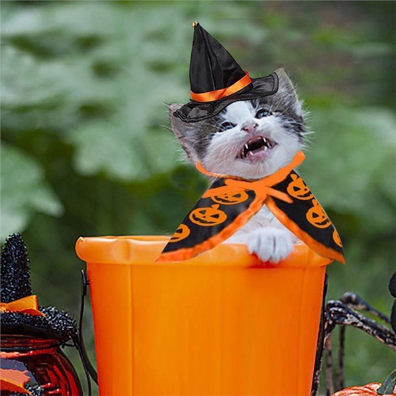 ABMH-Halloween Cat Costume Cloak Witch Hat Pet Clothes Halloween Cats Dogs Puppy Halloween Carnival Party Supplies