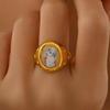 Simple Golden Oval Geometry Ring Women Jewelry Party Gift