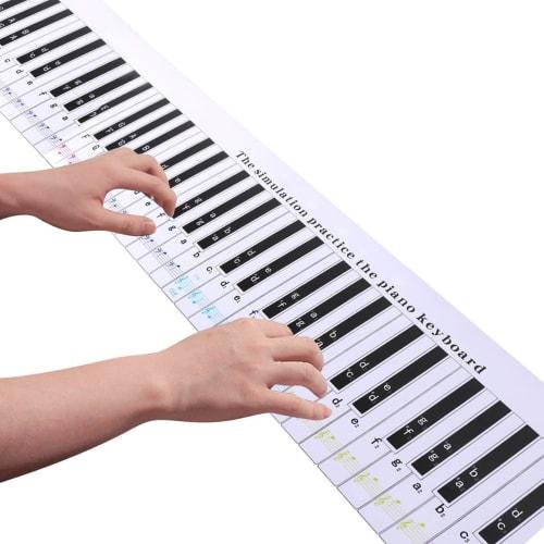 88-Key Paper Piano Keyboard Finger Simulation Practice Guide, Folding Teaching Note Chart, Portable Waterproof Electronic Piano Exercise Cardboard for
