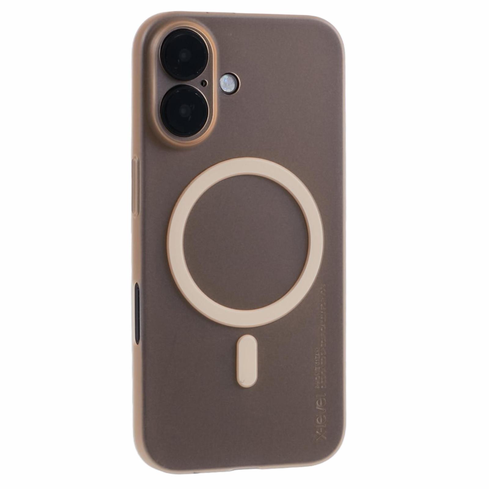 

X-LEVEL For iPhone 16 Case Compatible with MagSafe Hard PP Matte Phone Cover 0.18mm Ultra Thin Desert Gold