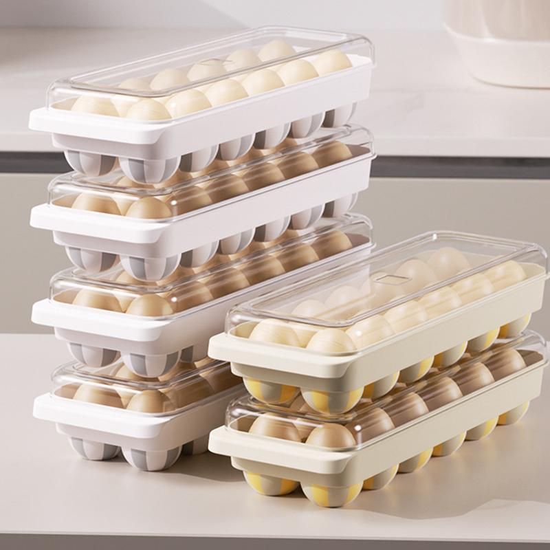 Egg Holders For Refrigerator 12 Slot Refrigerator Egg Storage Holder Space-Saving Dispenser Fridge Organizer