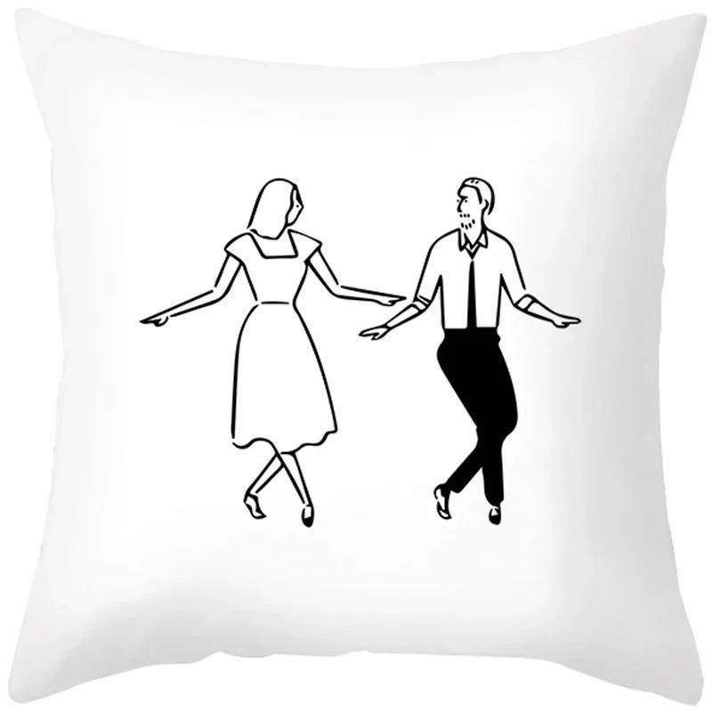 Luxury Home Decoration Pillowcase Simple Line Sketch Character Pattern Cushion Cover Living Room Sofa Cushion Cover