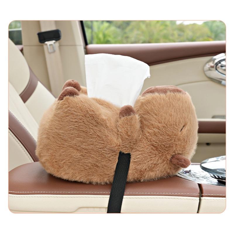 Cute Capybara Plush Hanging Tissue Box For Car And Home