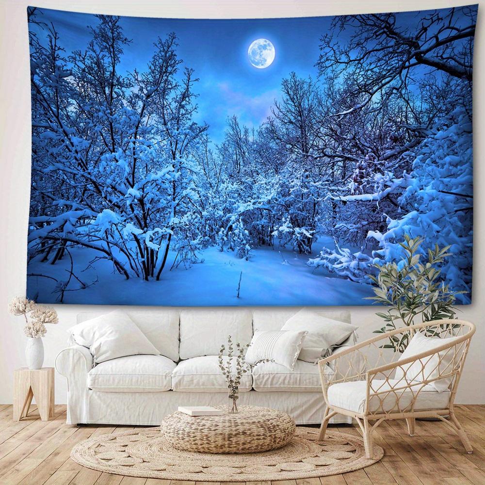 1pc Winter Snowflake Icy Landscape Tapestry Wall Hanging, Room Decor, Bedroom Decor, Living Room Background, Natural Style Backdrop Cloth, Hanging Tap