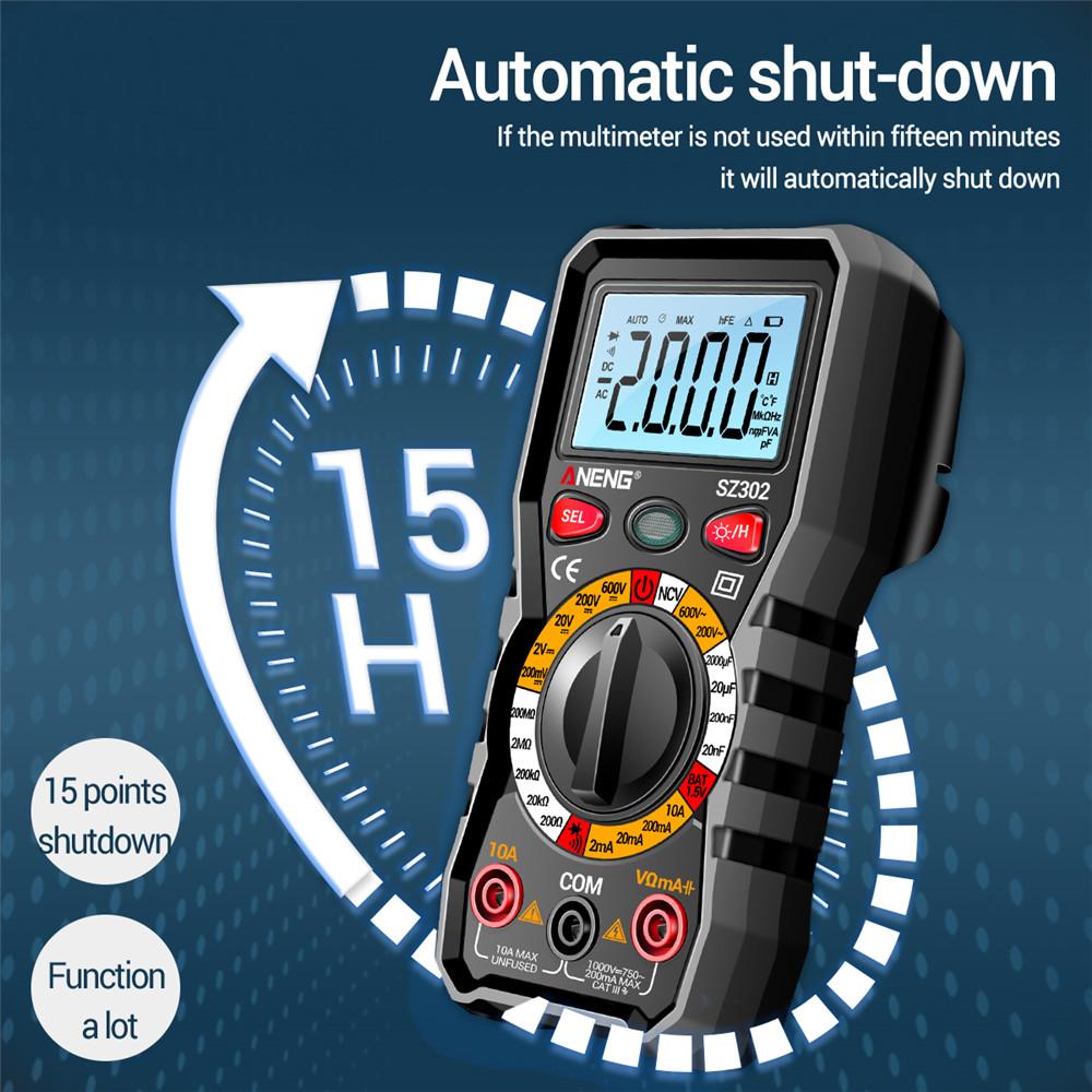 SZ301 SZ302 Digital Multimeter Professional Multimetro Auto Voltmeter AC DC 220V Resistance Voltage Capacitor Diode NCV Tester