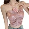 Spice Girls Socialite Style Corset 3D Rose Flower Decoration Crop Tops Suspender Vest  Travel