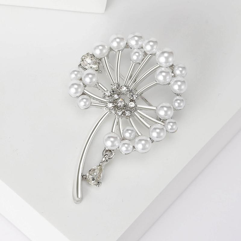 Dandelion Pins For Women Pearl Plant Brooches Banquet Party Backpack Gifts Jewelry Accessories