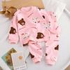 Set di 2 maglioni a maniche lunghe con stampa di lettere dei cartoni animati per bambini piccoli - Vestito morbido, accogliente e adorabile per
