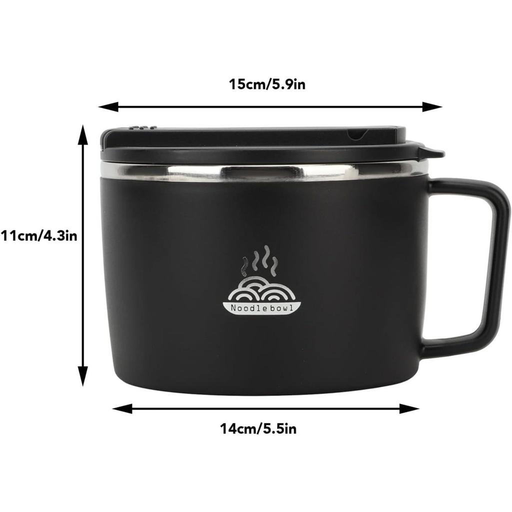 304 Stainless Steel Noodle Bowl Set,Microwave Safe,Ramen Bowl with Chopsticks and Spork,Portable Soup Bowl,Ramen Cooker Bowl with Lid for Office Home