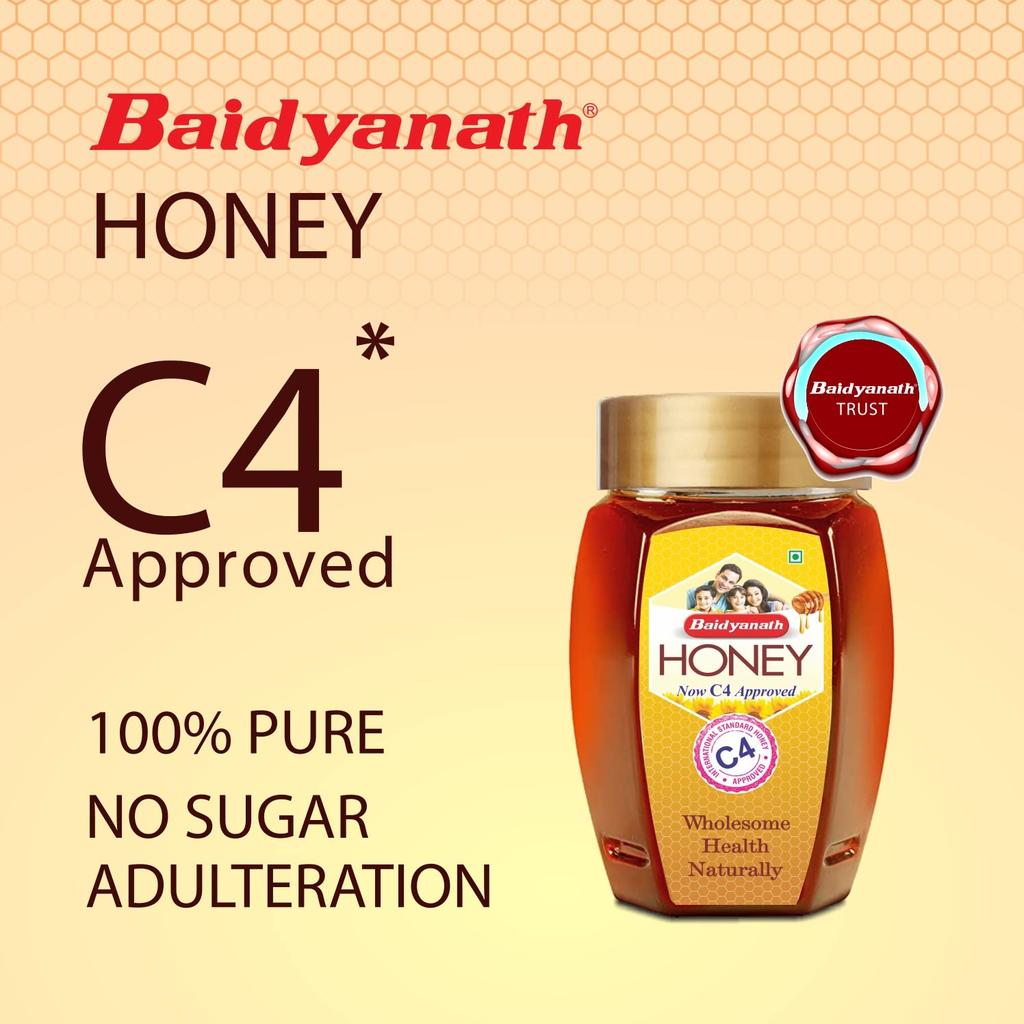 Baidyanath Pure Honey 1 Kg | 100% Natural C4 Approved Honey For Energy, Skin Health & Immunity Support | No Added Sugar