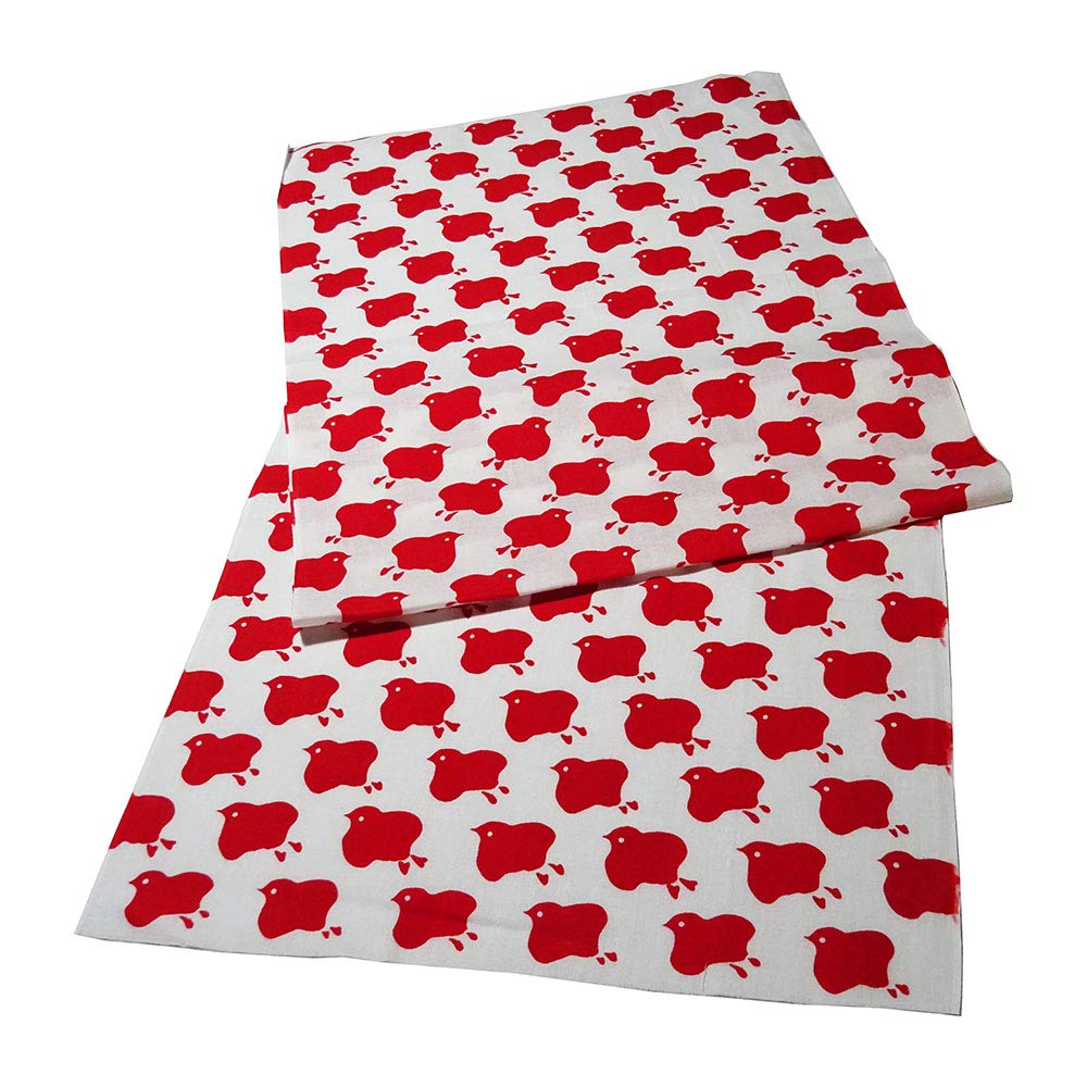 Geisodo Tenugui Hand Red Houndstooth on White (Crimson) Towel, Background, T-16