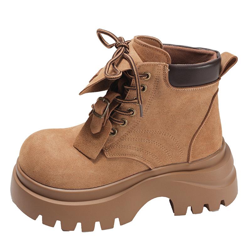 Queen Fan retro small man thick-soled heightening Martin boots women's 2025 new autumn thin versatile short boots