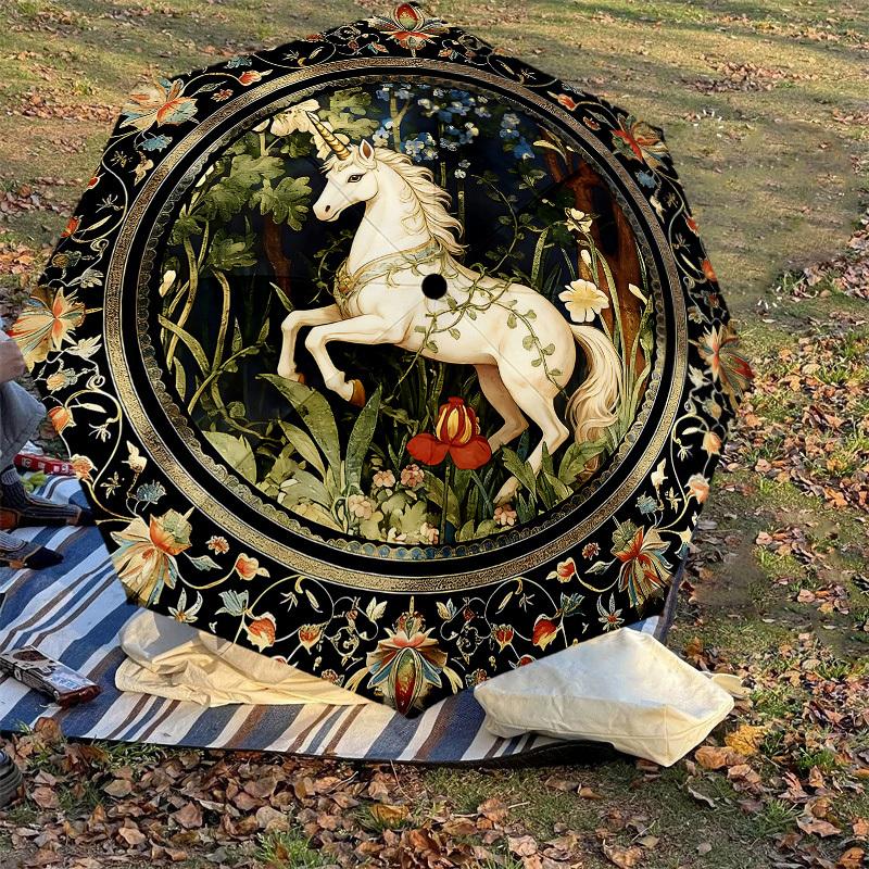 1 Stück Einhorn-Blumen-Regenschirm - 8 Speichen verstärkt, Automatisches Öffnen, Leicht & Langlebig, Niedliches Modeaccessoire für Draußen - K1268