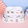 Miao Xin Bao Melamine Oval Double Bowls, Cute Colorful Printed Pet Food Sets, Cat Double Bowls