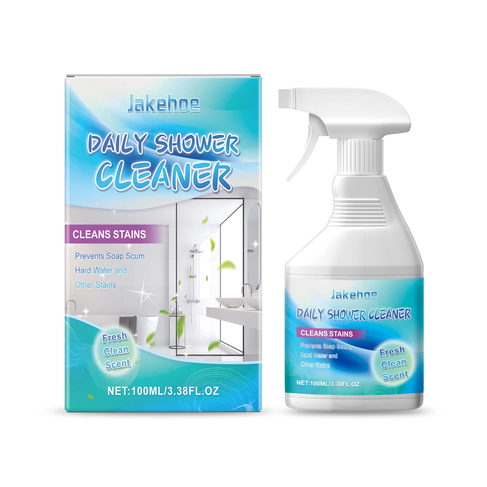 

Jakehoe Daily Shower Cleaner No-Rinse, No-Scrub, Daily Spray for Glass, Tile, Grout, Fresh Clean Scent 100ml boxed