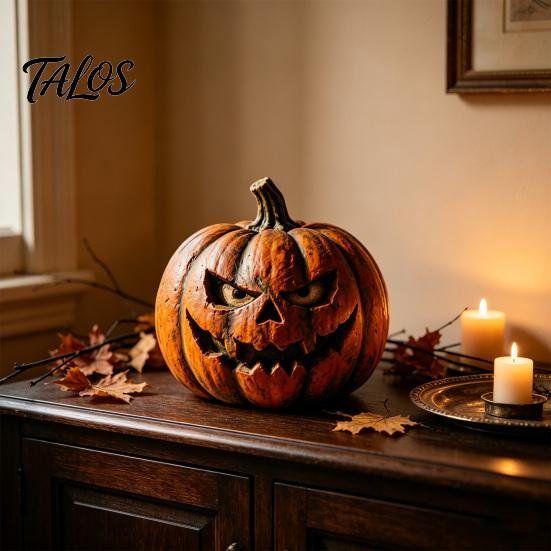Decoratieartikelen voor Huis in Rustieke Stijl Halloween Houten Pompoen Beeldje, Spookachtig Ornament, Herfst Thanksgiving Tafeldecoraties Tafeldecoratie voor Feest