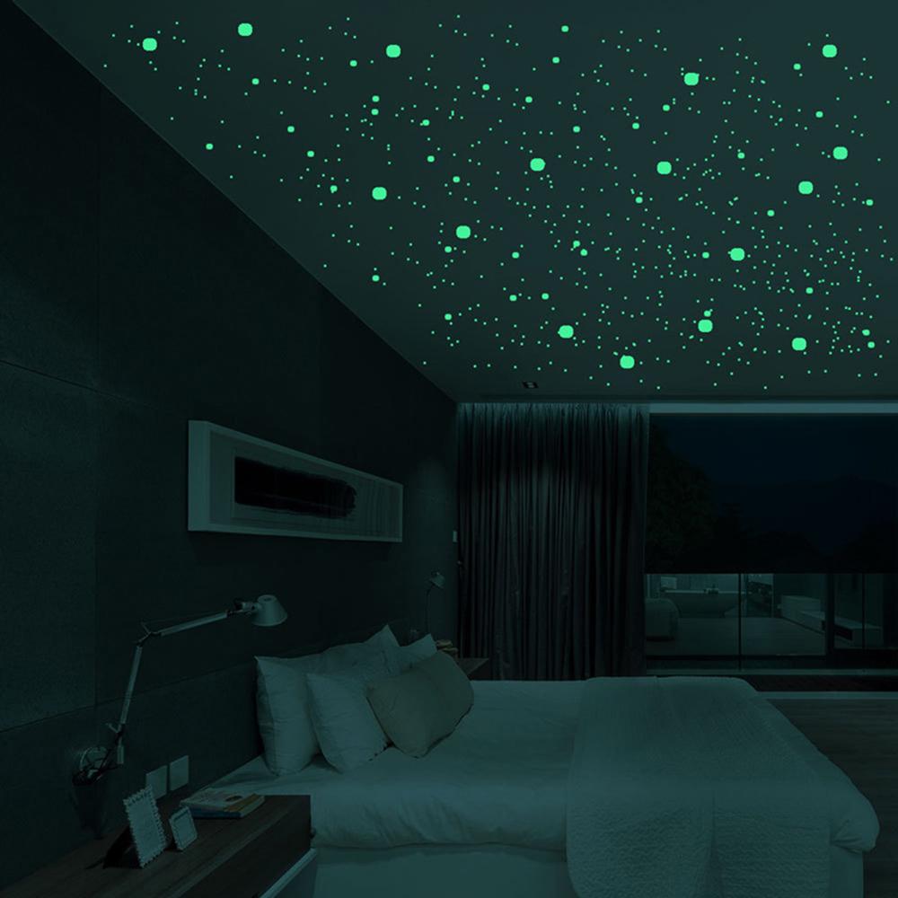 202Pcs Fluorescent Wall Sticker Glow In Dark Decal Stickers Stars Dots Bubble 3D Bedroom Ornament  Luminous DIY Kids Room Decor