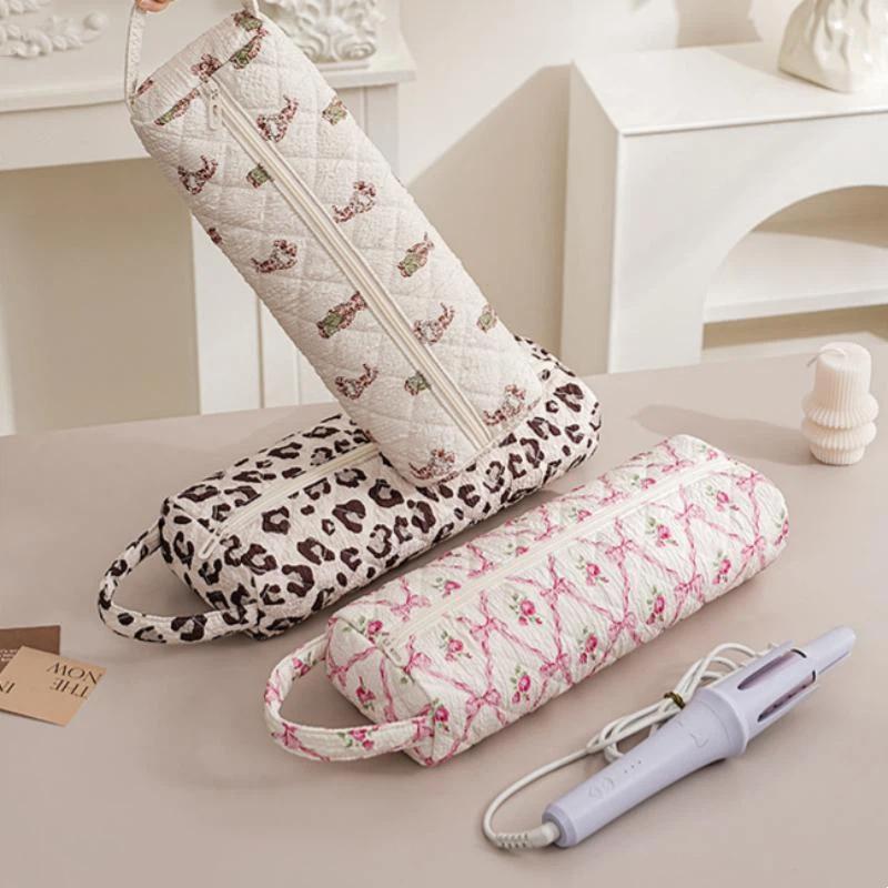 Hair Dryer Storage Bag Large Capacity Dustproof Quilted Pouch for Curler Straightener Home Travel