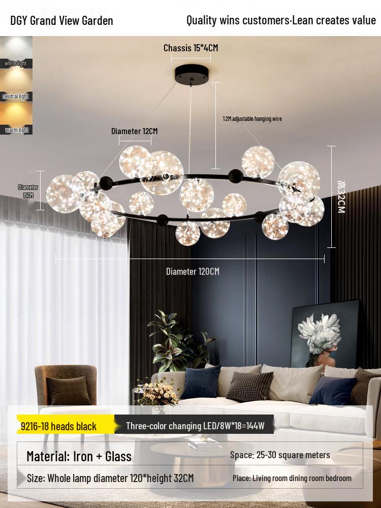 Nordic Modern Minimalist Luxury Starlight Chandelier for Living Room, Dining Room & Bedroom - Model 021L