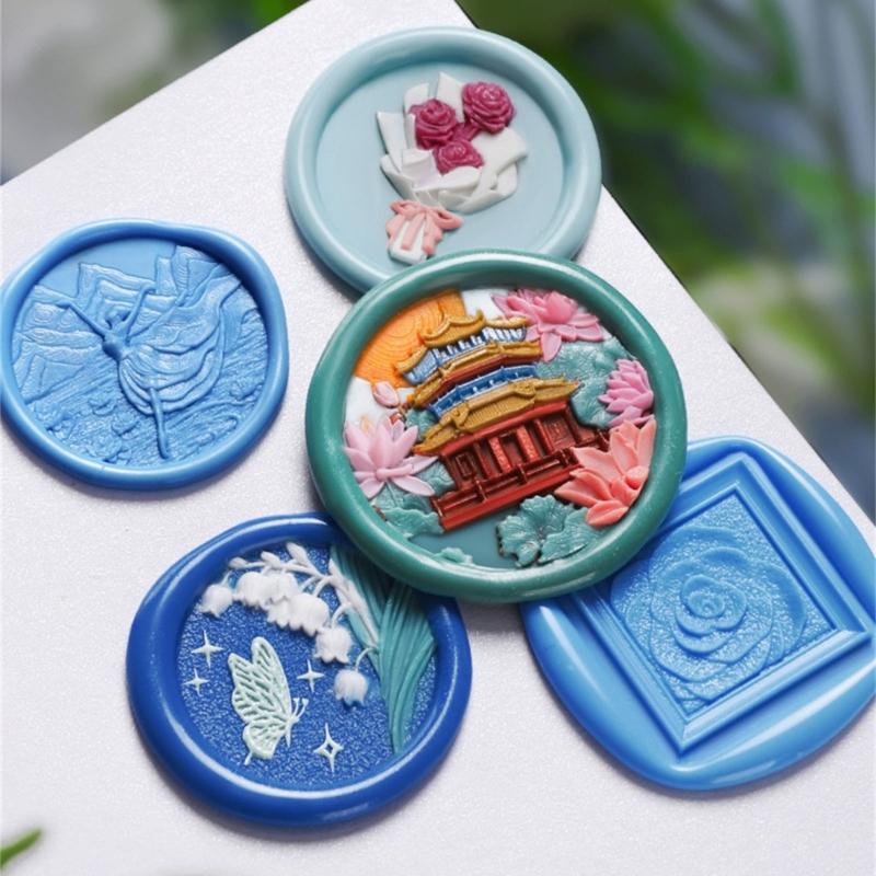 Flower Embossed Wax Seal Stamp Head for Wedding Invitation Envelope, Flower Textured Wax Seal Stamp Head