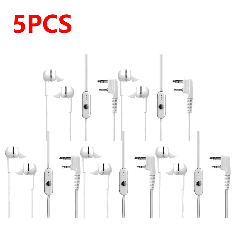 1-5pcs 1.2m PTT Mic Earpiece Headset for Walkie Talkie 2 Pin Earpiece Headset Mic Portable for BAOFENG KENWOOD