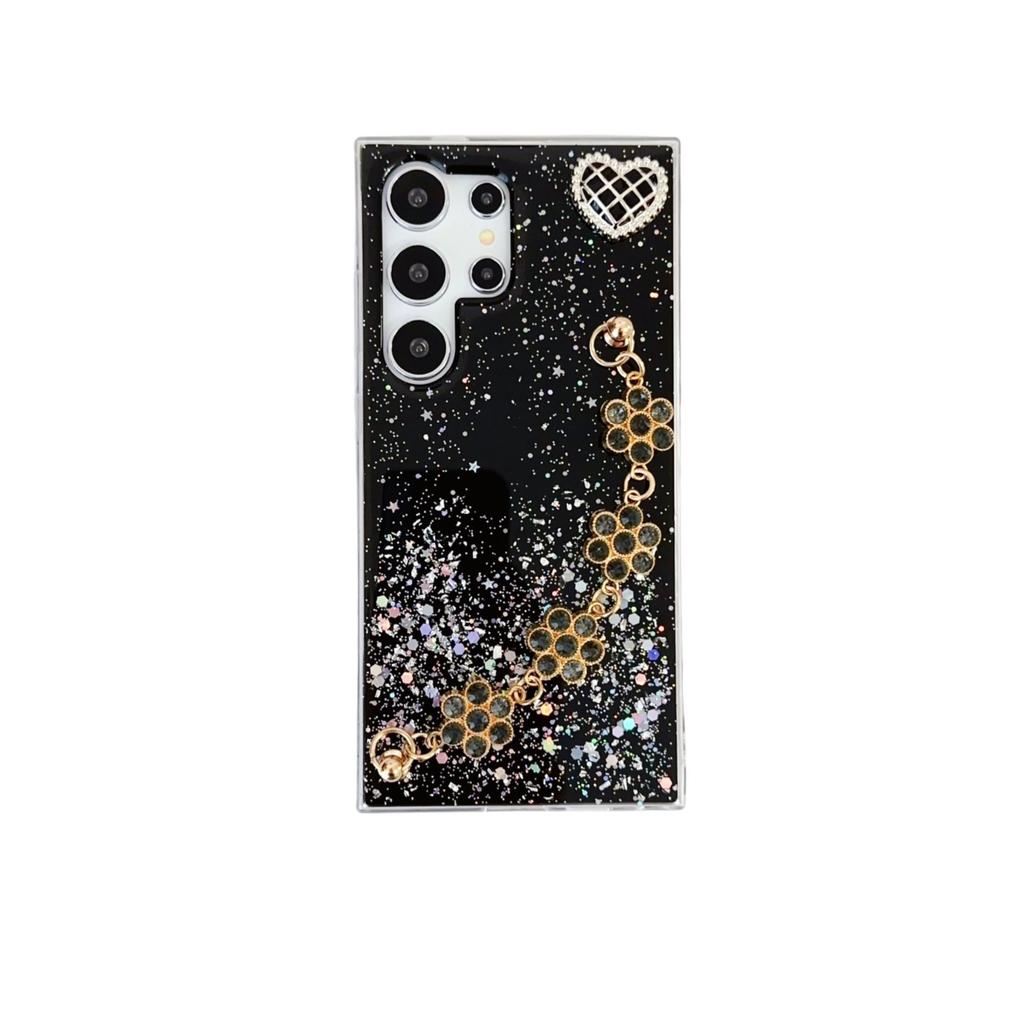 Premium sense applies to Samsung S25ultra mobile phone case s25 bracelet s23 Epoxy S24U glitter