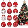 Decorative Party Pendants Red White Christmas Balls, Wooden Ball Shape Hanging Ornaments, Snowflake Reindeer Seasonal Gift Ornaments Santa Designs,