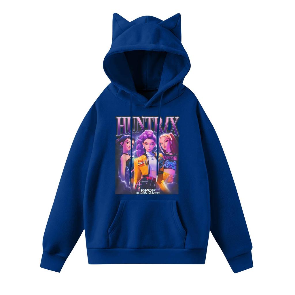 Ladies Fashion Casual Long Sleeve Printed Round Neck Hoodie Pullover Top With Pockets