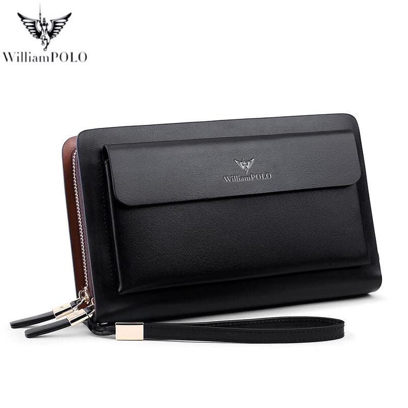 Мужской деловой клатч-кошелек WILLIAMPOLO с двумя молниями 162