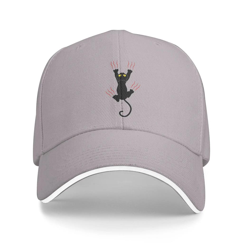 Black Cat Hanging On Sun Baseball Cap Spring Female Male  Custom Logo Hip Hop Hats Wholesale Fitted Retro Baseball Caps