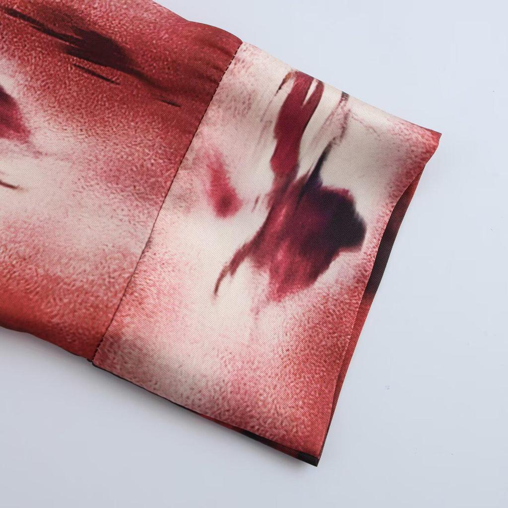 2025 Spring Women's Tie-Dye Single-Breasted Long-Sleeve Shirt