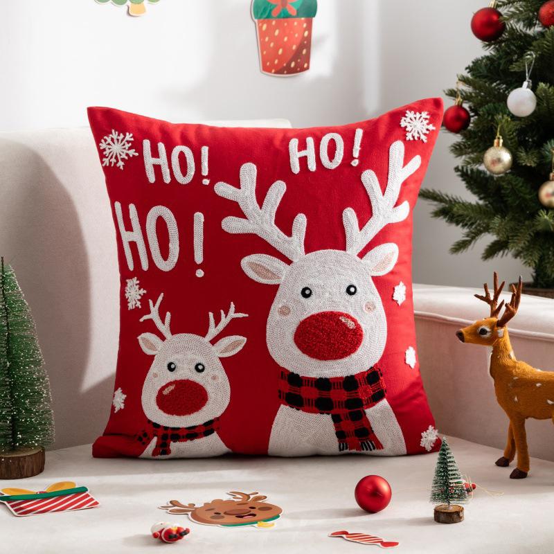 45x45cm Santa Claus and Snowflake Decoration Pillow Cover, Light Luxury and Simple Sofa Cushion Cover Without Pillow Insert