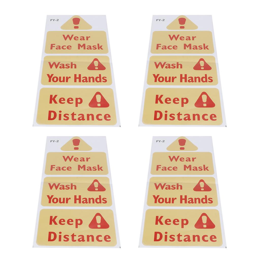 4PCS Warning Signs Wall Sticker Caution Warning Decals DIY Kitchen Shop Window Decor