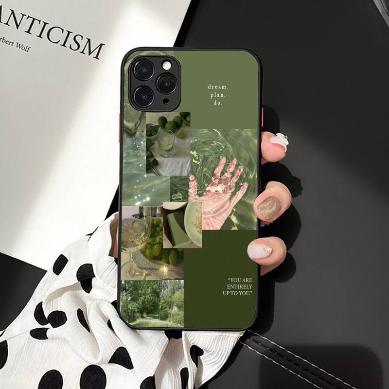 Husa de telefon estetica verde pentru iphone 13 11 8 7 6 6S Plus 7 8 plus X XS MAX 5S XR 12 Pro max se 2020