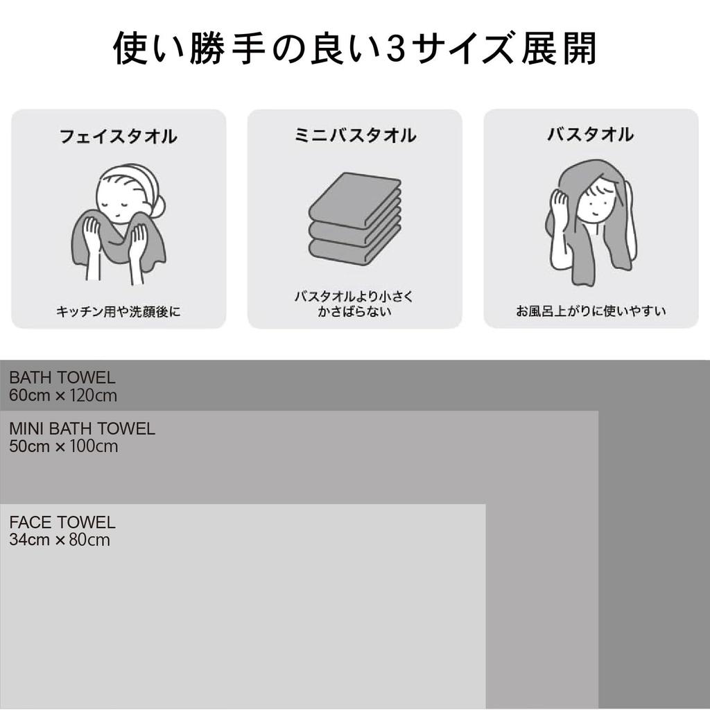 Towel Research Institute [Natural Softness] #024 Face Towel, Ash Gray, Set of 5. Soft, Thick, Smooth, Long-lasting, Fast Absorbent, Durable, 100%