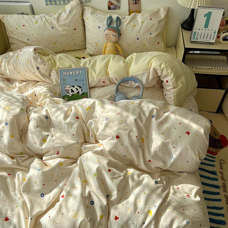 New Soft Skin-friendly Bedding Set Comfortable Breathable Duvet Cover Set with Sheet Single Double Quilt Cover and Pillowcases