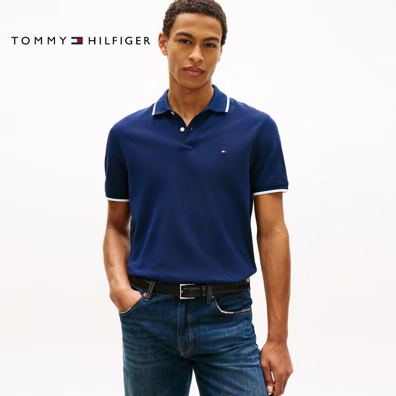 Tommy Hilfiger Men s Pique Polo Shirt with Contrast Trim M