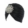 Women Chemo Bandana Hijab Fashion Pleated Indian Cap New Diamond Jewel Turban Hats