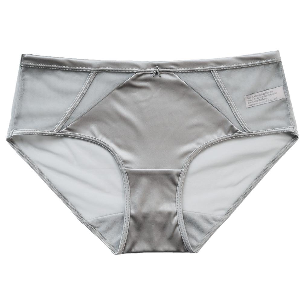 Women's Satin Sexy Mesh Low Waist Breathable Comfortable Antibacterial Extended Cotton Briefs Underwear