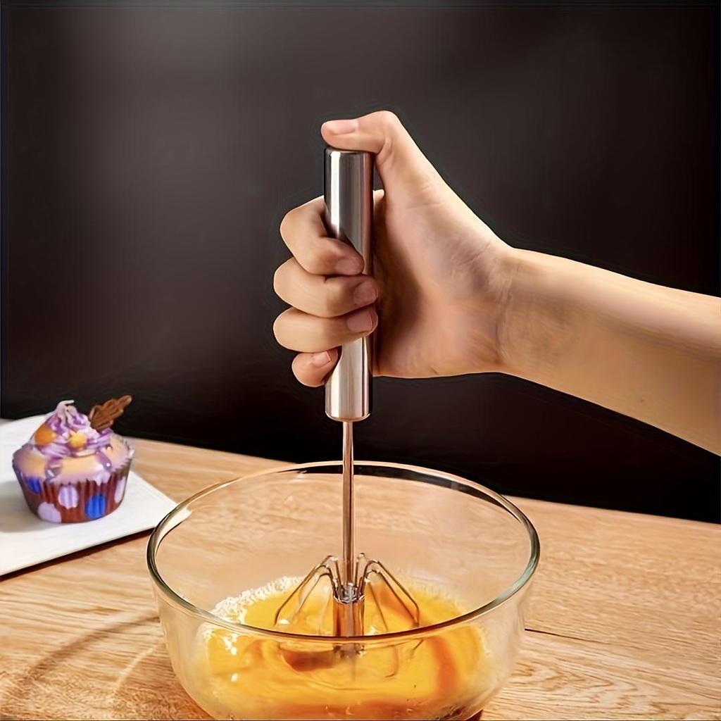 Wireless Handheld Mixer with 4-Speed Metal Whisk - Ergonomic Grip, Durable Stainless Steel, Ideal for Baking & Cooking, No Electricity Needed