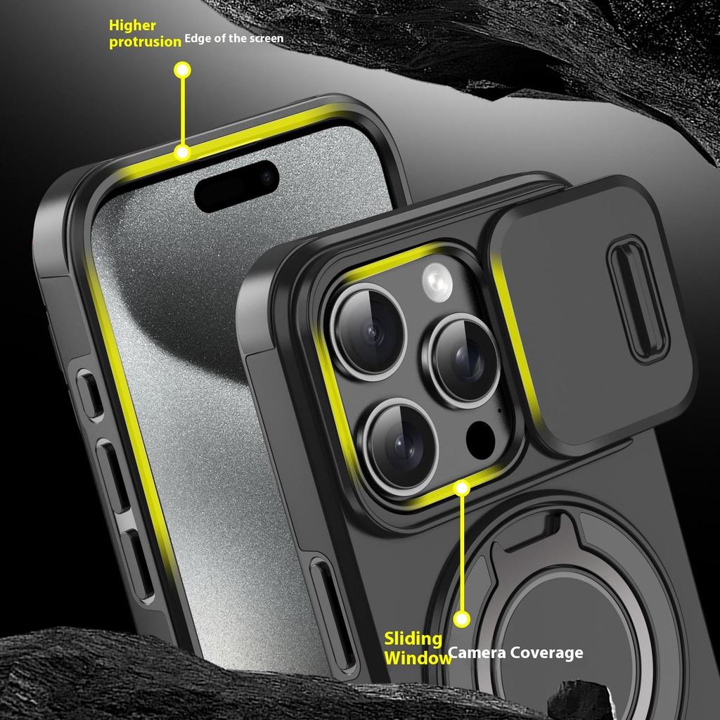Magnetic Adjustable Kickstand Case for iPhone 17 16 Plus 15 14 13 Pro Max Camera Slide Shockproof Bumper Slim Protective Cover