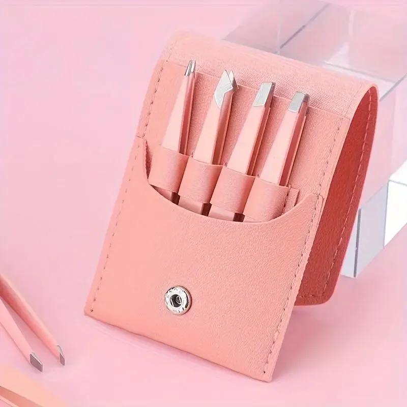 4pcs Professional Tweezers Set - Perfect For Eyebrow Hair Removal, Splinter & Ingrown Hair Removal & For Men & Women