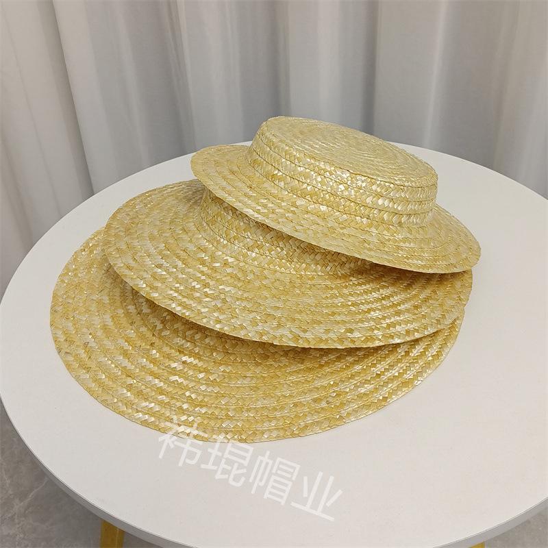 Shallow top straw straw hat female Lolita French straw hat blank DIY handmade headgear European and American classic retro hat