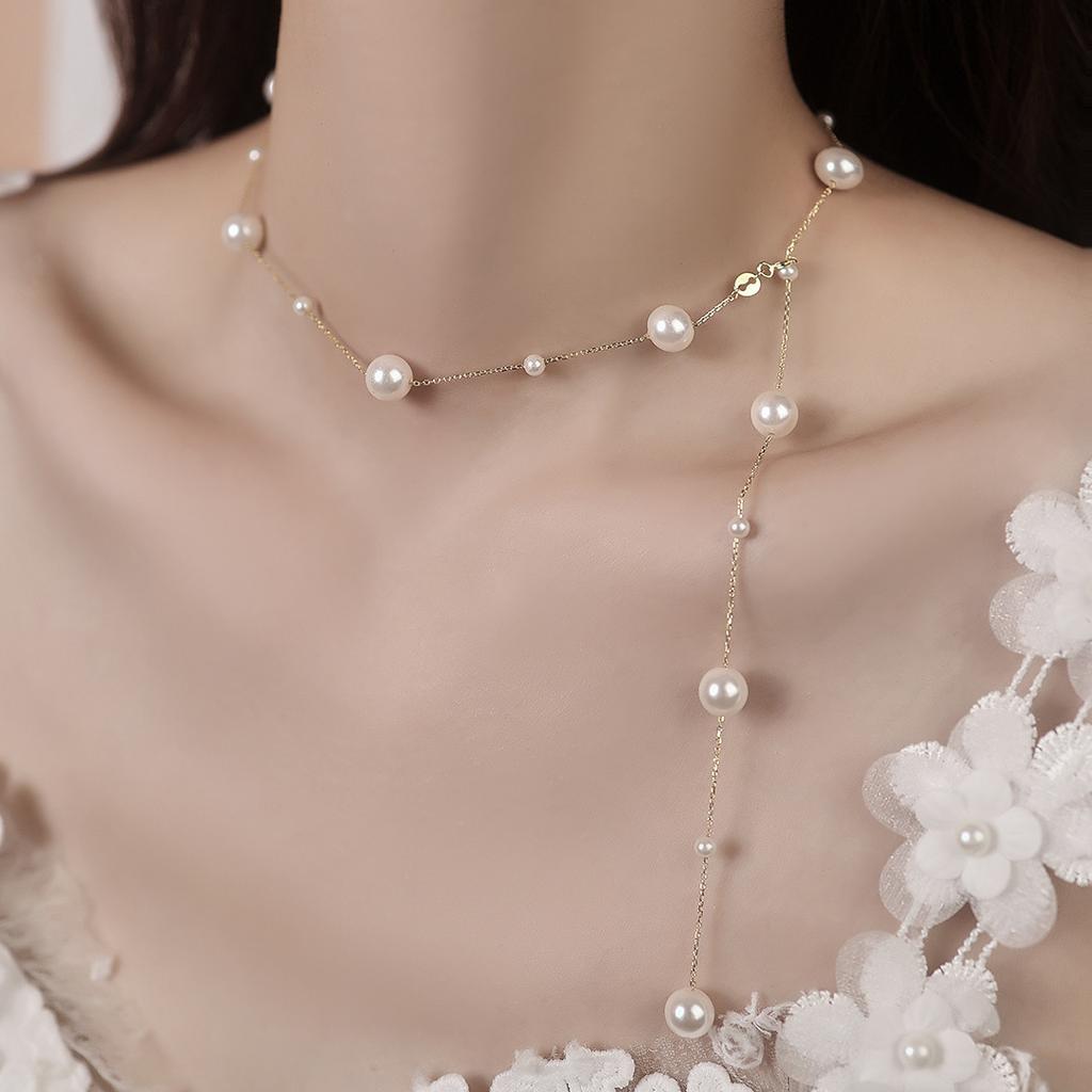 Long pearl necklace women's fragrance soft niche high-end design sense new stacked wear versatile collarbone chain accessories personality
