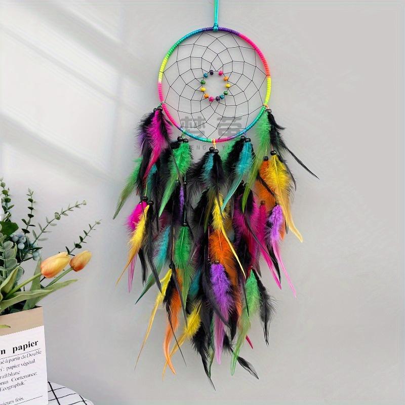Color Dream Catcher Finished Bohemian Wall Decoration Room Feather Pendant