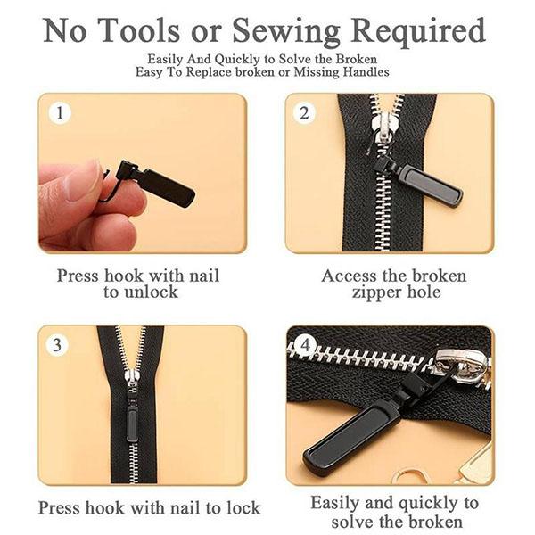 5 Pcs Zipper Slider Puller Universal Replacement Zipper Puller Instant Zipper Repair Kit for Broken Buckle DIY Craft Sewing Accessoriy