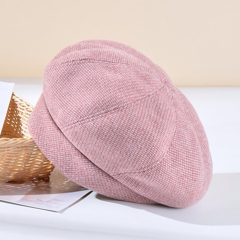 Women's Autumn/Winter Houndstooth Beret - Retro British Style