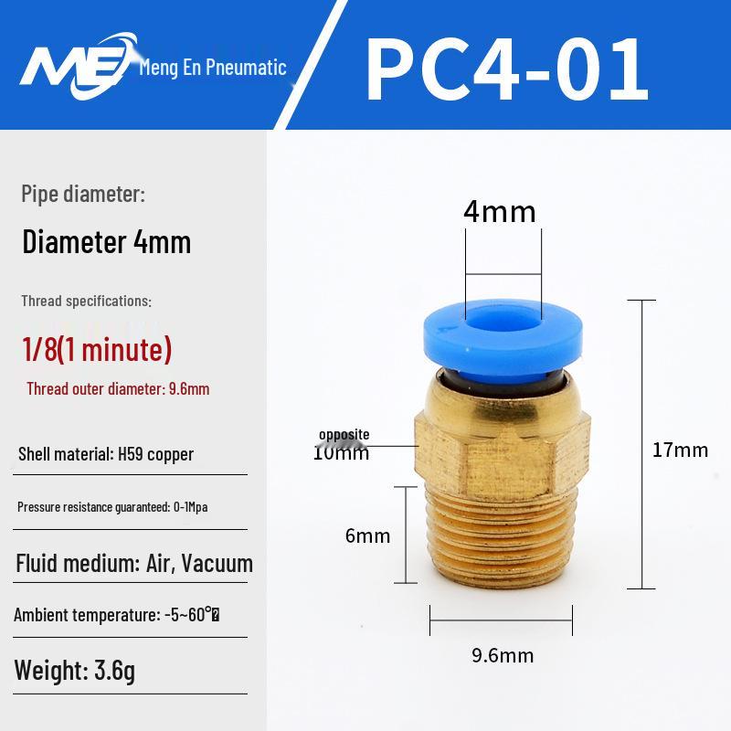 Copper Corrosion-Resistant Pneumatic Quick Connector Fitting for Air Compressors