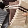 Women's Retro College Style Two-Stripe Mid-Calf Cotton Socks - Autumn/Winter Versatile Slimming Trend